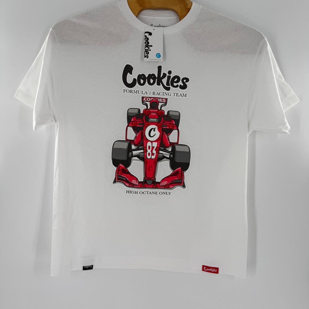 Cookies Formula 1 Racing Team White Graphic Tee Mens XL NWT F1 Race Car Shirt